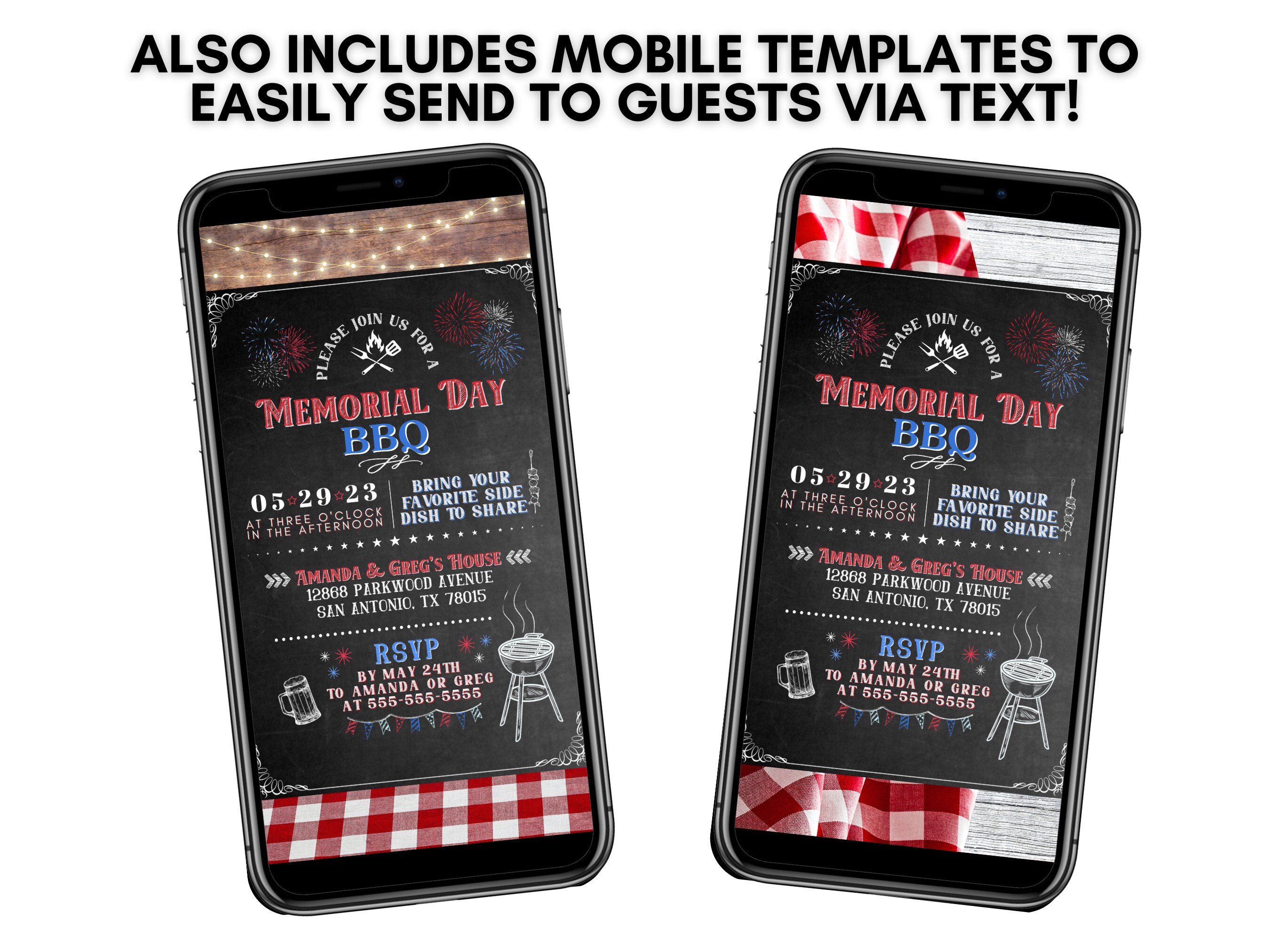 Memorial Day BBQ Editable Template, Invitation, Backyard Cookout ...