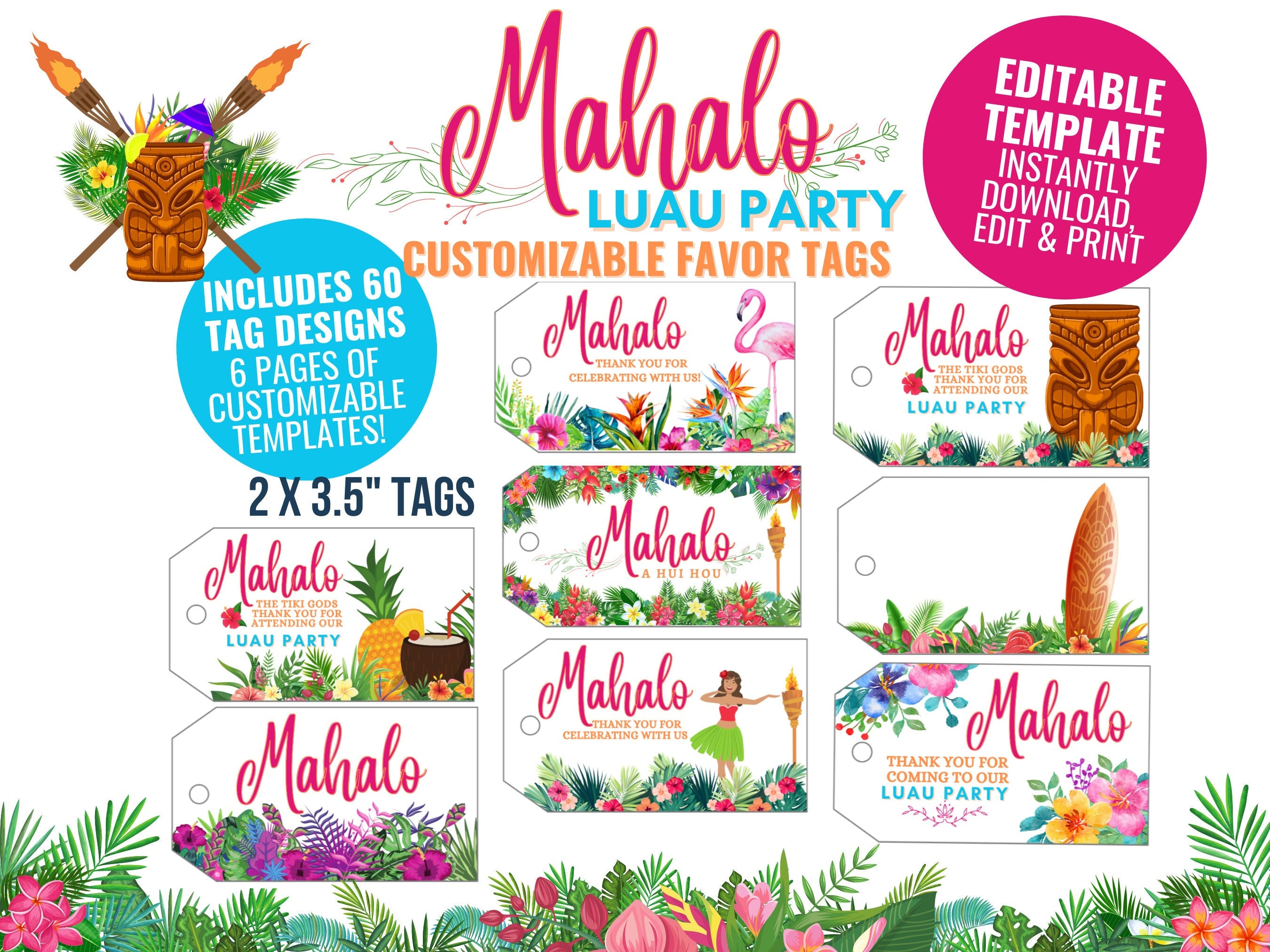 Hawaiian Birthday Favor Tags – Mama Life Printables