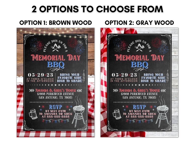 Memorial Day BBQ Editable Template Invitation Backyard - Etsy