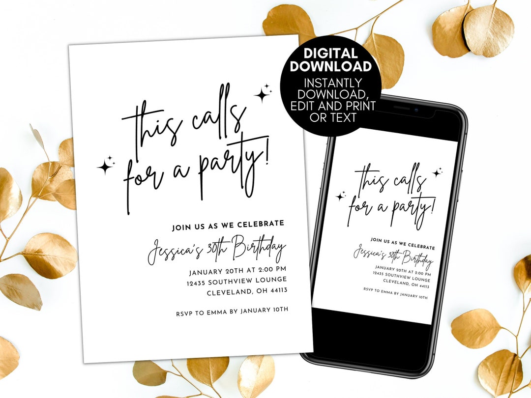 this-calls-for-a-party-invitation-editable-template-simple-birthday