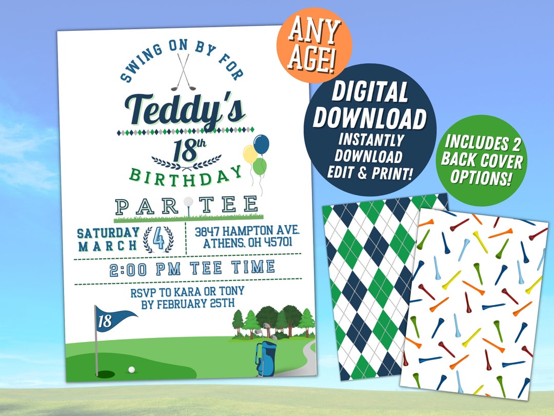 Golf Birthday Invite Customizable Template, ANY AGE, Topgolf, Mini Golf
