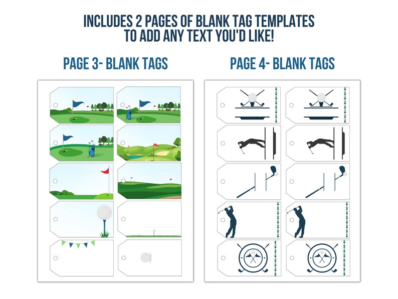 Golf Birthday Thank You Tag Template, Party Favor Tags, Gift Tags