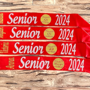 Senior Softball Sash add on available glitter wording