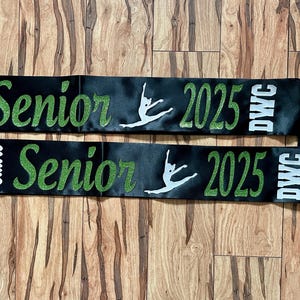 Senior dance theme sash with name and school letter