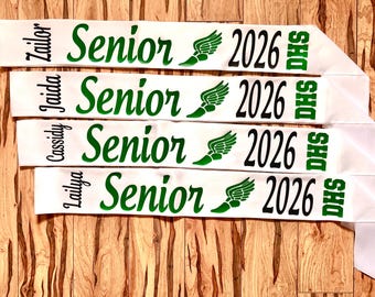 Senior sash track runner theme sewen together no pins needed