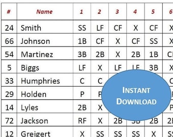Baseball Lineup Card Template