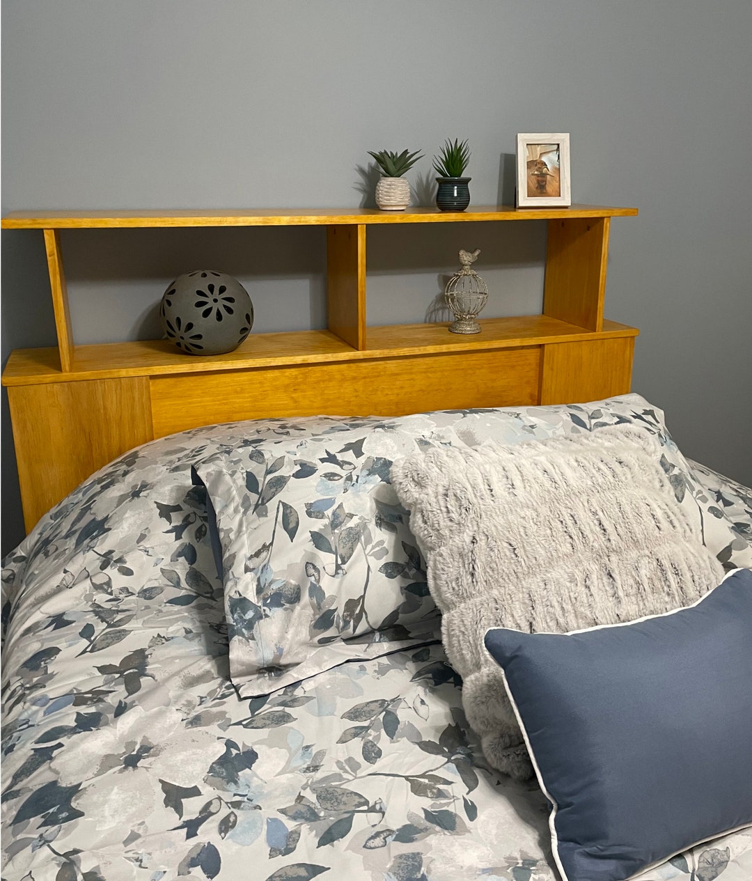 Solid Wood Bookcase Headboard Nontoxic All Natural Finish Etsy