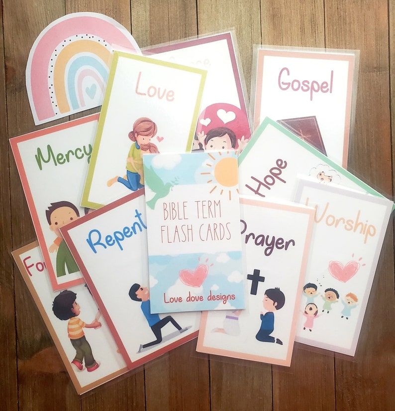 Bible Term Flashcards for Children Bible Flashcards Chrisitan Etsy