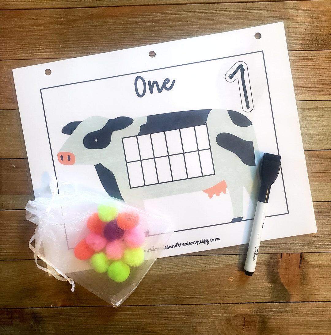 FINE MOTOR Pom Pom Counting & Tracing Set 110printed and Shipped Farm