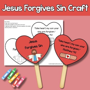 Jesus Forgives Sin Bible Fan Craft Printable, Printable Bible Verse Craft PDF
