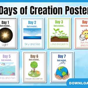 7 Tage der Schöpfung Klassenzimmer Poster: Sonntagsschule zum Ausdrucken (PDF)