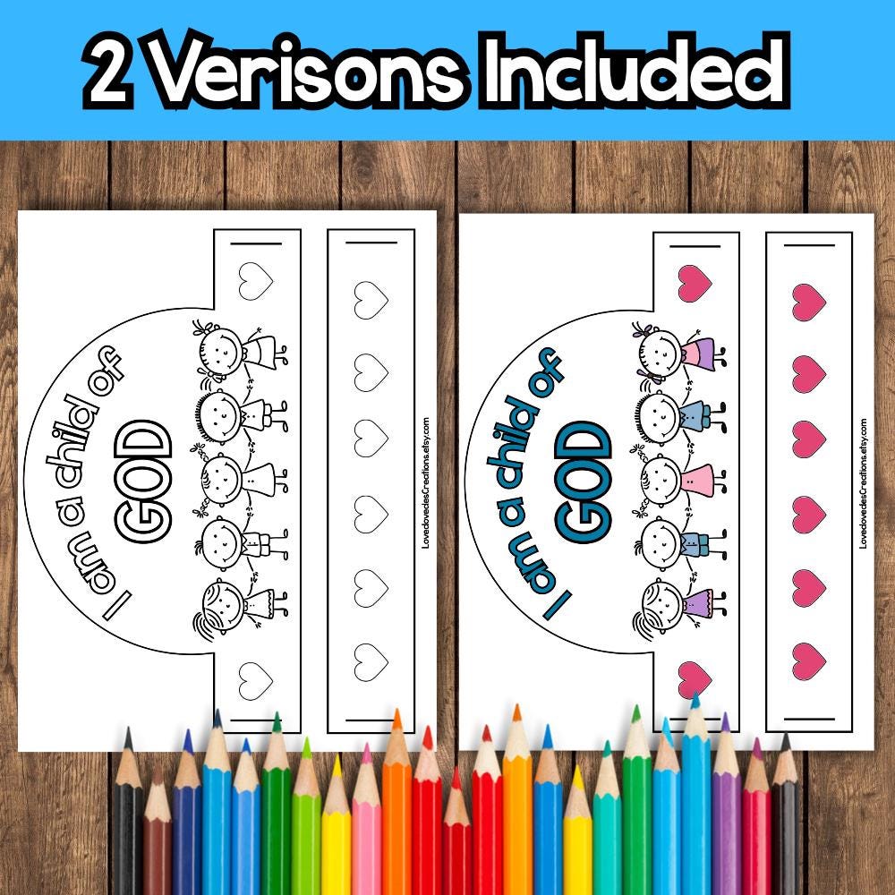 I Am Child of God Paper Hat Craft PDF Bible Coloring Page (digital ...
