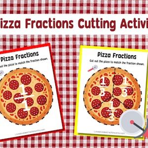 NEW! Pizza Fractions Cutting Activity, Fractions Activity, Fractions Cutting Activity, Fractions Activity for Kindergarten