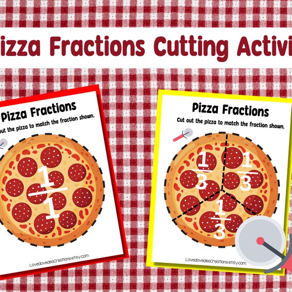 NEW! Pizza Fractions Cutting Activity, Fractions Activity, Fractions Cutting Activity, Fractions Activity for Kindergarten