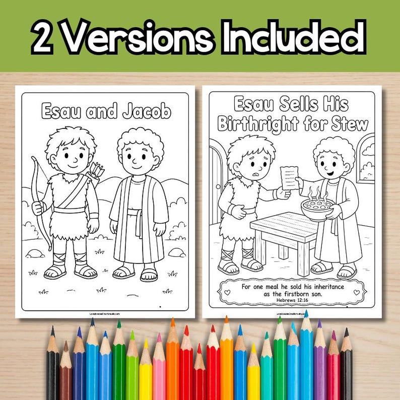 Ausmalbild zur Geschichte von Jakob und Esau, Ausmalbild: Esau verkauft sein Erstgeburtsrecht (PDF-Download) Bild 3