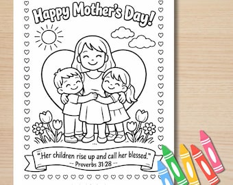 Mother's Day Bible Verse Coloring Page Craft, Mother's Day Bible Craft PDF
