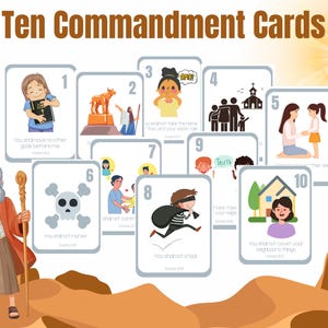Tarjetas de memoria con actividades de los 10 mandamientos, 10 mandamientos para niños, historias bíblicas para imprimir, tarjetas didácticas con versículos bíblicos, lecciones de los 10 mandamientos