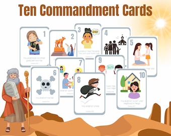 10 Commandments Flashcards: Bible Story Activity for Kids (PDF)