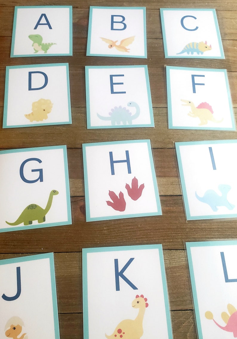 Dinosaur Themed ABC Flashcards Printable Dinosaur Busy Book Etsy