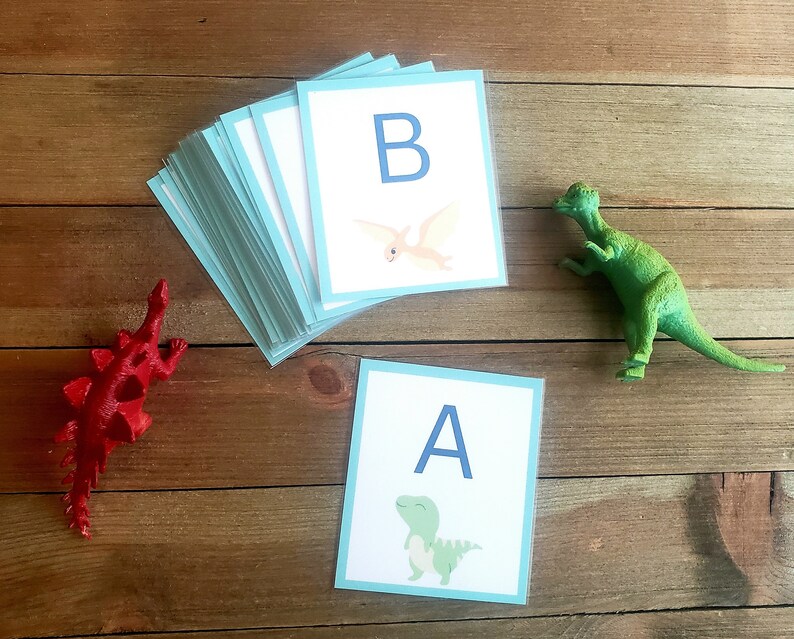 Dinosaur Themed ABC Flashcards Printable Dinosaur Busy Book Etsy