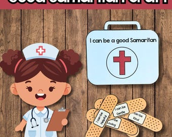 善きサマリア人のための紙袋聖書工作アクティビティ：印刷可能な塗り絵（PDF）