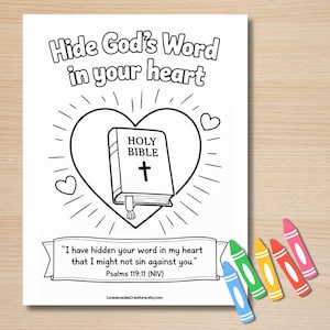 Hide God's Word In Your Heart Coloring Page Psalm 119:11 Bible Verse Coloring Page PDF