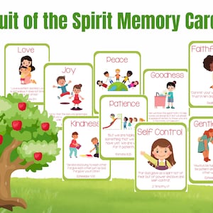Cartes mémoire Fruit of the Spirit, Cartes de versets bibliques Fruit of the Spirit pour enfants, Cartes mémoire Fruit of the Spirit, Cartes de versets bibliques