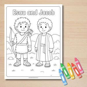 Ausmalbild zur Geschichte von Jakob und Esau, Ausmalbild: Esau verkauft sein Erstgeburtsrecht (PDF-Download) Bild 1