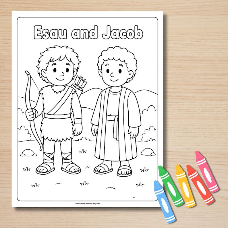 Ausmalbild zur Geschichte von Jakob und Esau, Ausmalbild: Esau verkauft sein Erstgeburtsrecht (PDF-Download) Bild 1