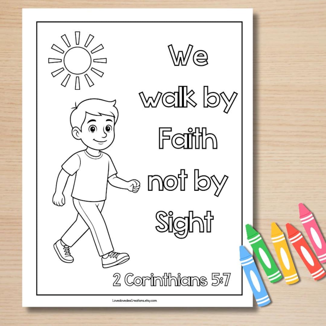 We Walk by Faith Not by Sight Bible Verse Coloring Page Printable (PDF ...