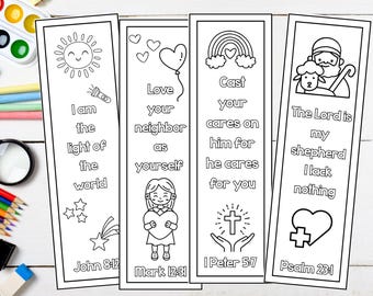 Bible Verse Coloring Bookmarks for Kids: Scripture Bookmarks (PDF Download)