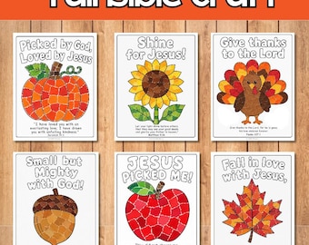 Fall Torn Paper Bible Craft Bundle, Fall Bible Verse Coloring Page (PDF Download)