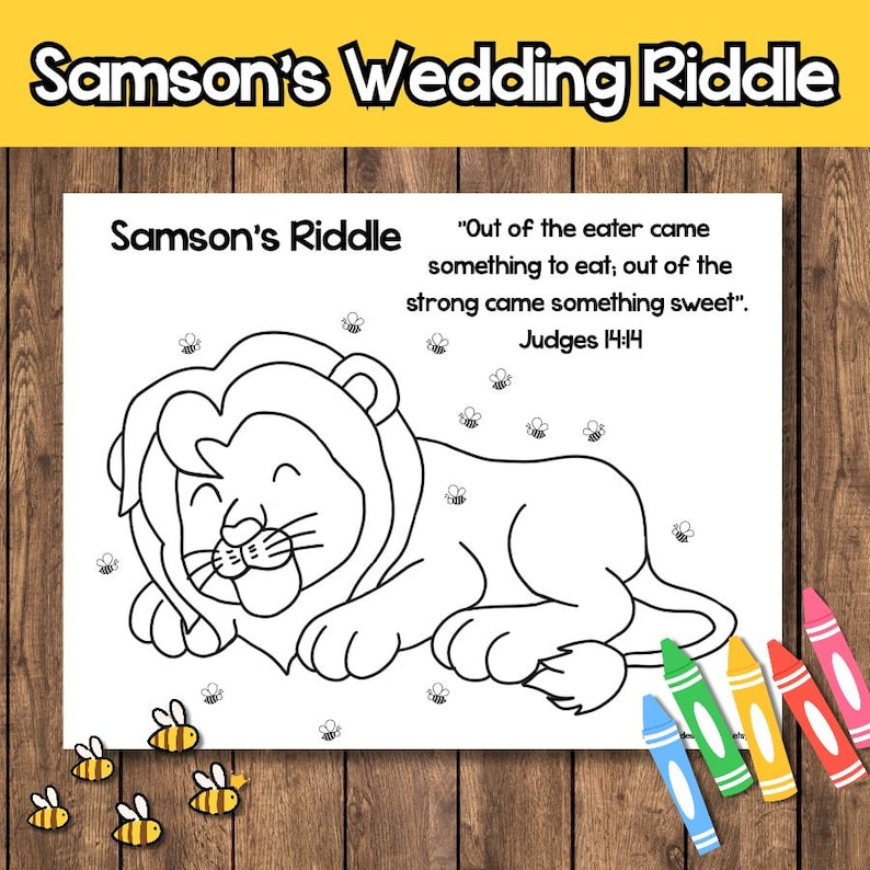 Samson Honey Riddle Samson Wedding Riddle Bible Activity, Bible Verse Coloring Page (PDF ...