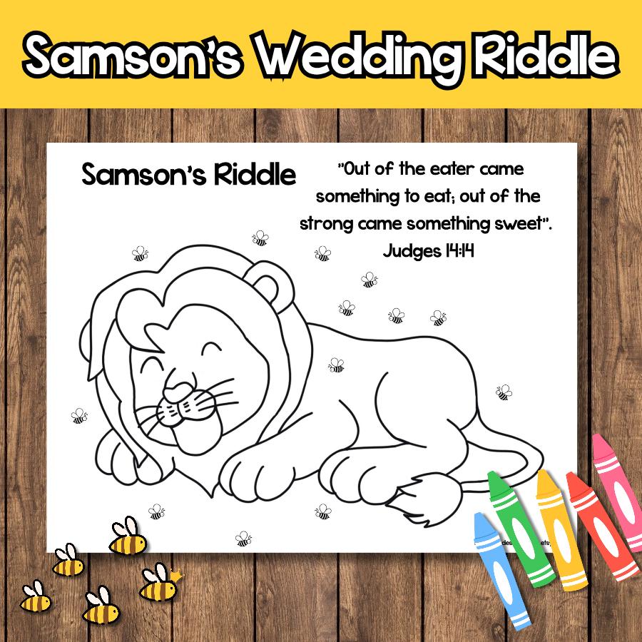 Samson Wedding Riddle Bible Activity, Bible Verse Coloring Page (PDF ...