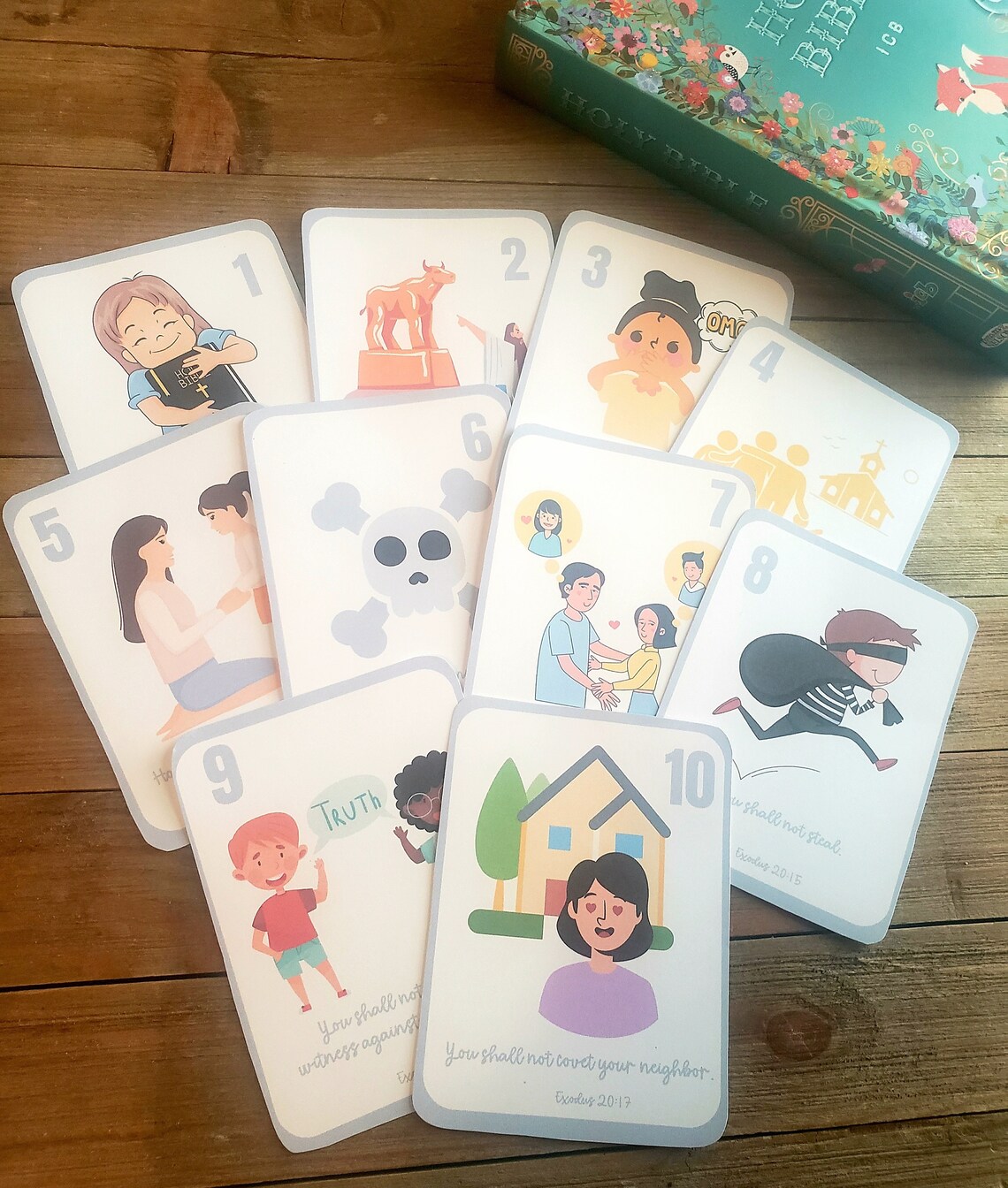 10 Commandments Flashcards Printable Activity, 10 Commandments for Kids