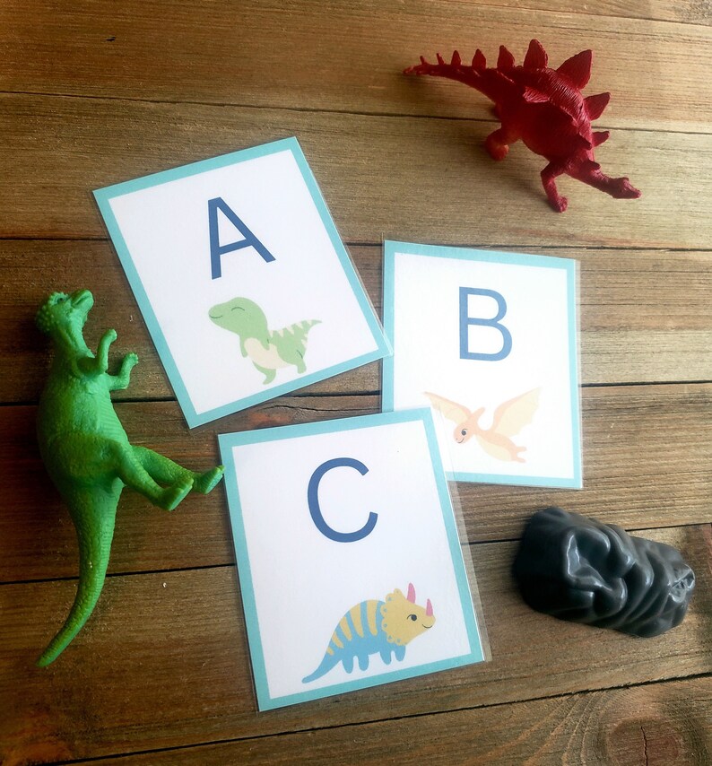 Dinosaur Themed ABC Flashcards Printable Dinosaur Busy Book Etsy