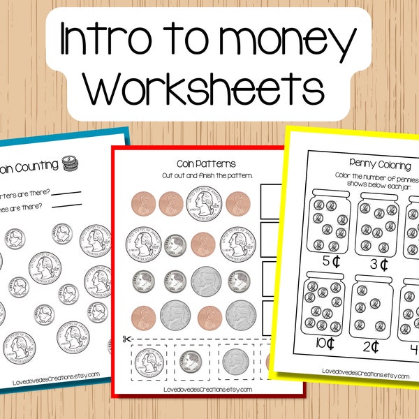 Intro to money Worksheets ,Learning about money Worksheet Pre-k, Money Worksheets,Learning about money printable, math worksheets