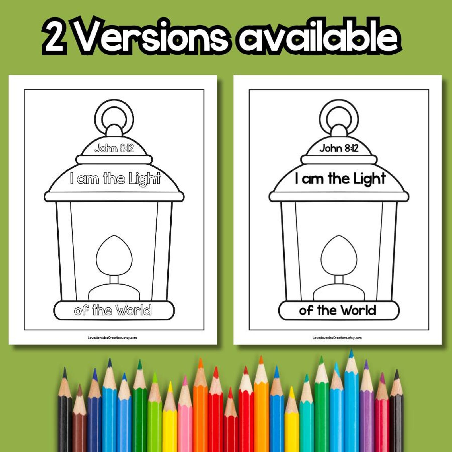 I Am the Light of the World John 8:12 Bible Coloring Page (PDF) - Etsy
