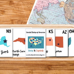 U.S States and Capitals, States and Capitals Flashcards,  Map of USA Poster, Social Studies Unit study, United States Map