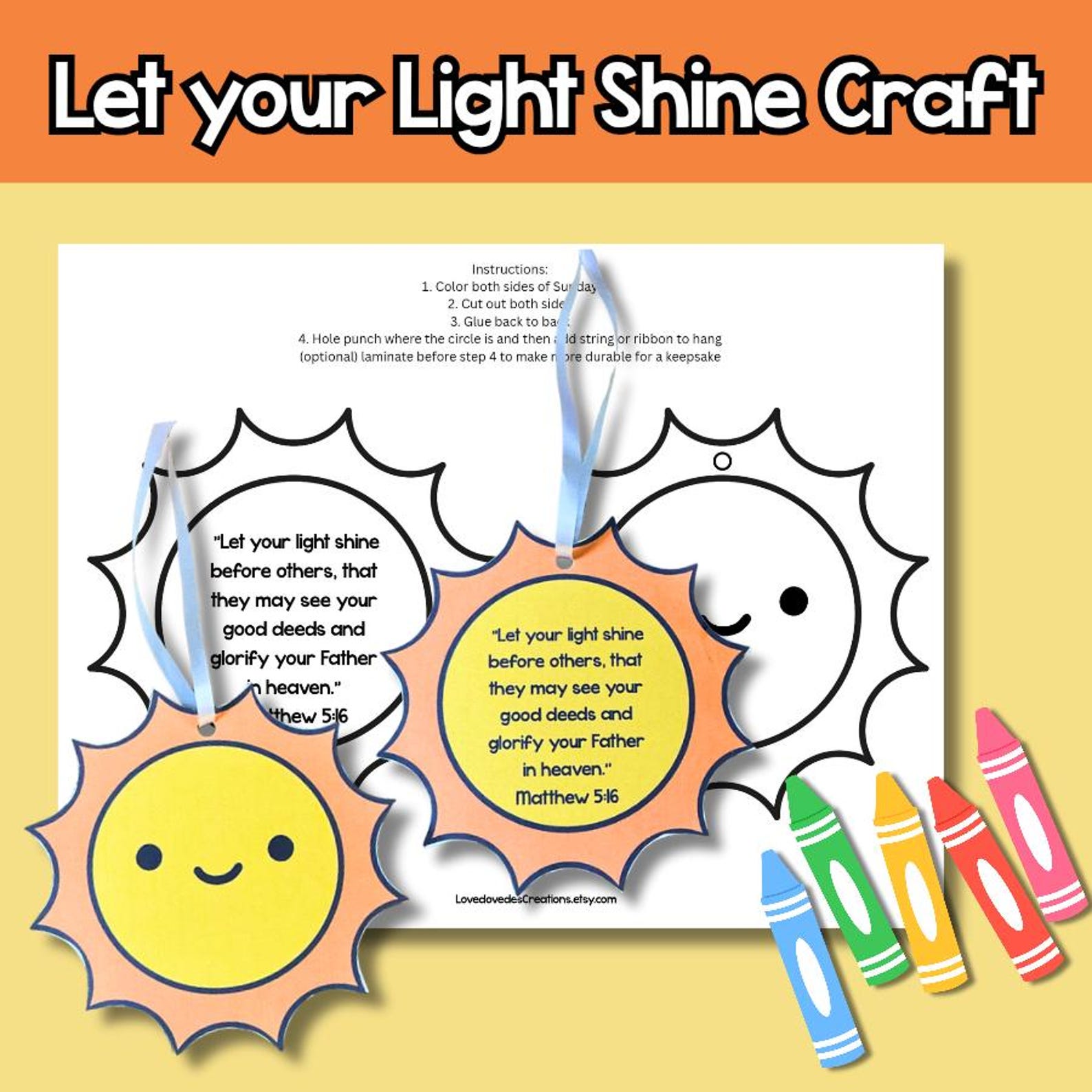 Let Your Light Shine Before Men Bible Verse Sun Craft, Bible Verse ...