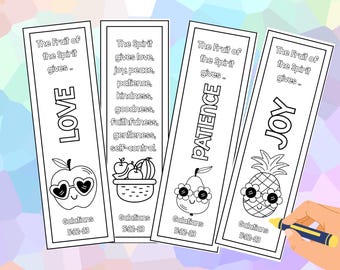 Fruit of the Spirit Coloring Bookmarks: Sunday School Printable (PDF Download
