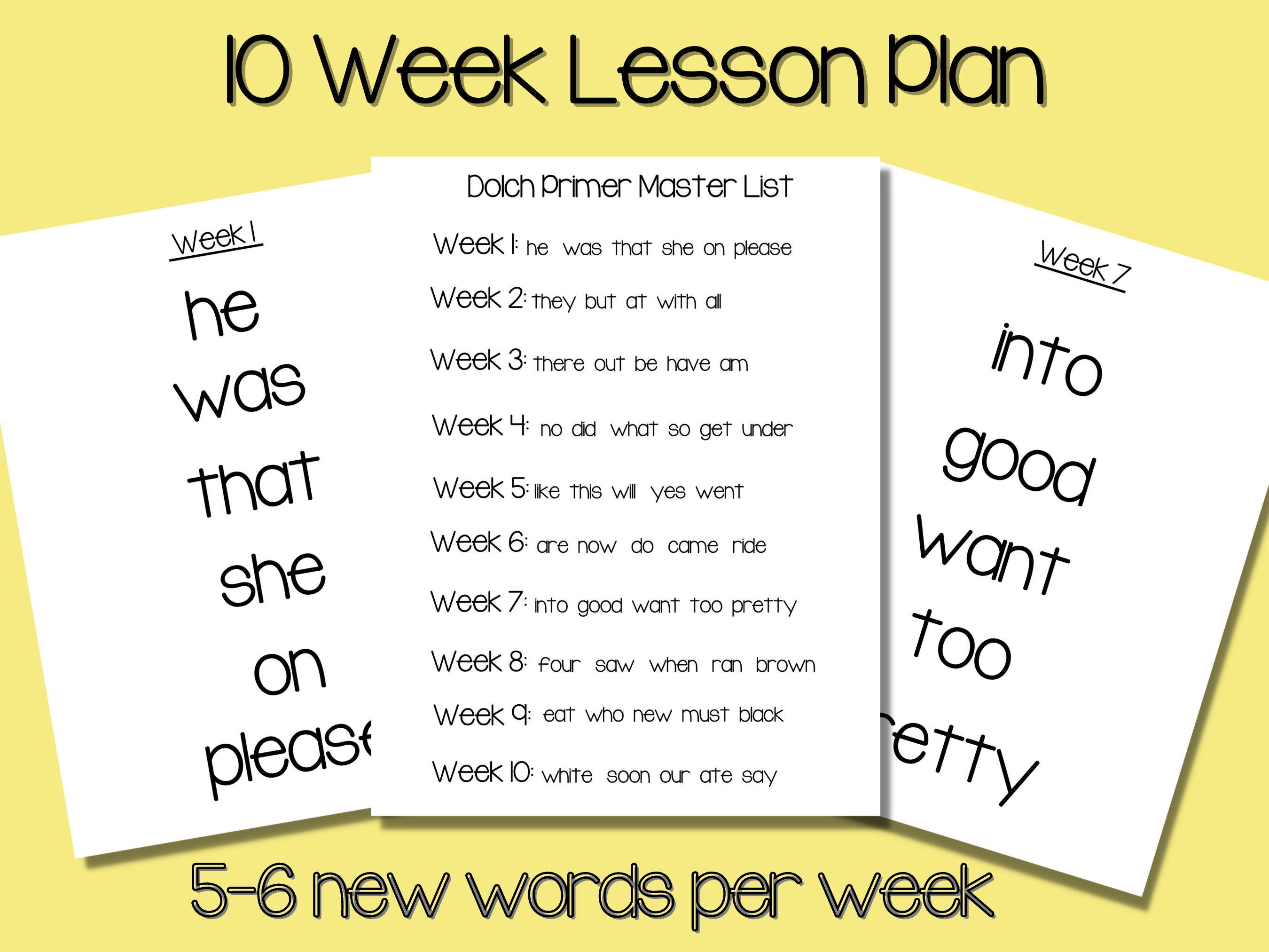 Dolch Primer Sight Word Lesson Plan,dolch Primer 10 Week Lesson Plan