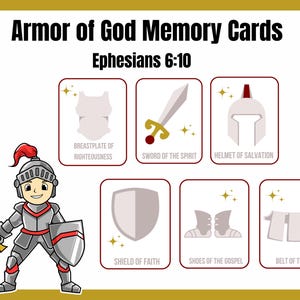 Cartões de Memória da Armadura de Deus, Flashcards da Bíblia, Jogo de Memória de Correspondência da Armadura de Deus, Atividade da Armadura de Deus, Lição da Escola Dominical da Armadura de Deus
