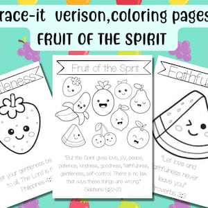 Fruit of the Spirit trace and color pages,Sunday School activities, fruit of the spirit, coloring pages for children