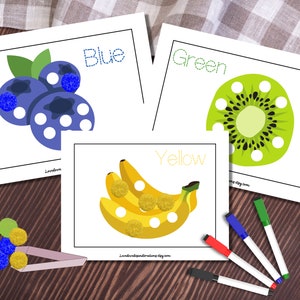 Feinmotorik Pom Pom Farbsortiermatten Obst, Farbsortierung Vorschule Aktivität, Pom Pom Feinmotorik, Wortverfolgungsmatte