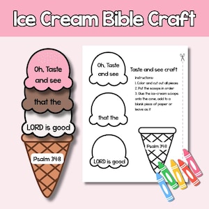 Oh Taste and See Ice-Cream Bible Craft , Psalm 34:8 Craft, Bible Verse Coloring Page PDF