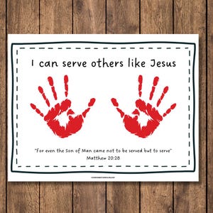 Attività creativa con impronte di mani sul tema del servizio: versetto biblico stampabile (PDF)