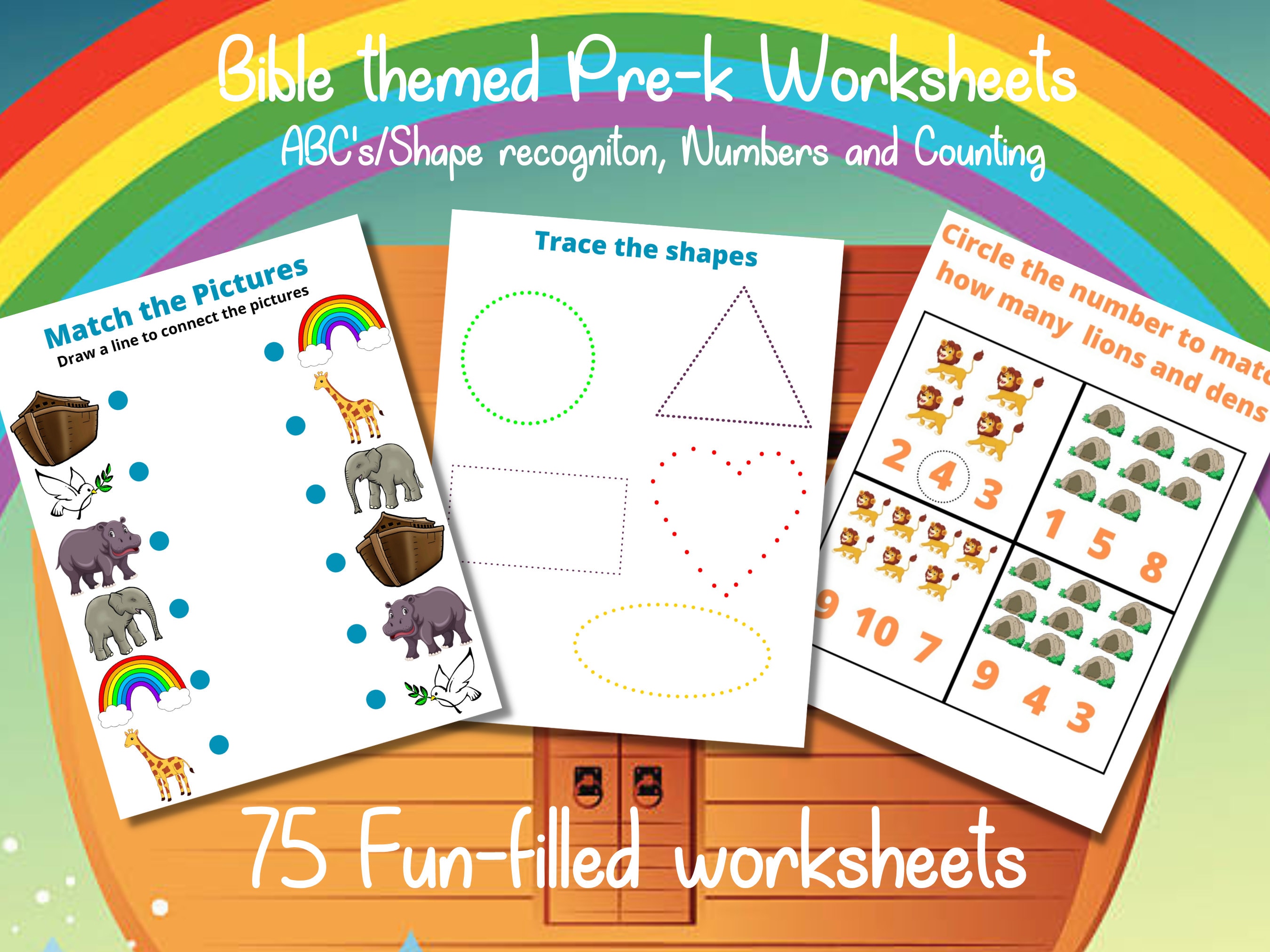 Bible Themed Pre-k Worksheets 75-page Bundle Pre-k - Etsy