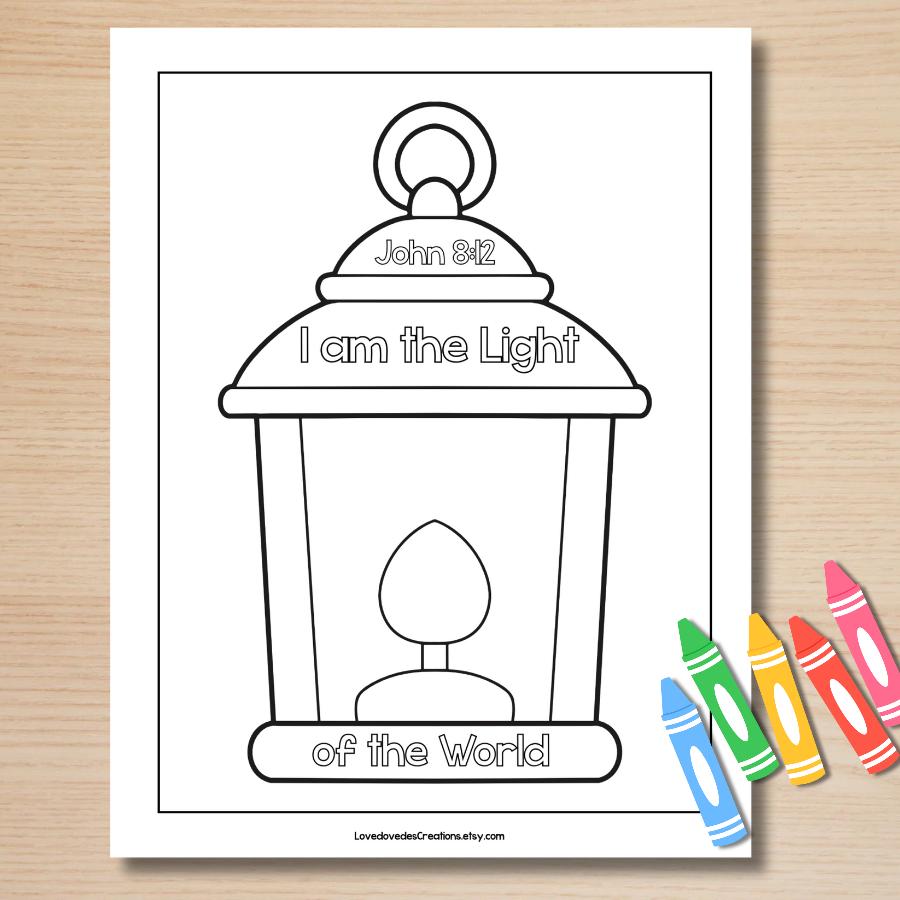 I Am the Light of the World John 8:12 Bible Coloring Page (PDF) - Etsy