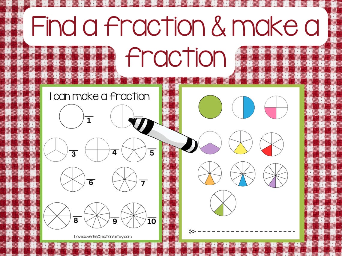 Pizza Fractions Printable Fractions Worksheets Fractions - Etsy